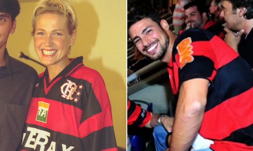 Xuxa e Cauã Reymond torcendo pelo Flamengo
