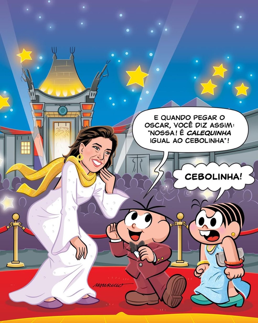 Fernanda torres em tirinha da Turma da Mônica — Foto: Reprodução/Instagram