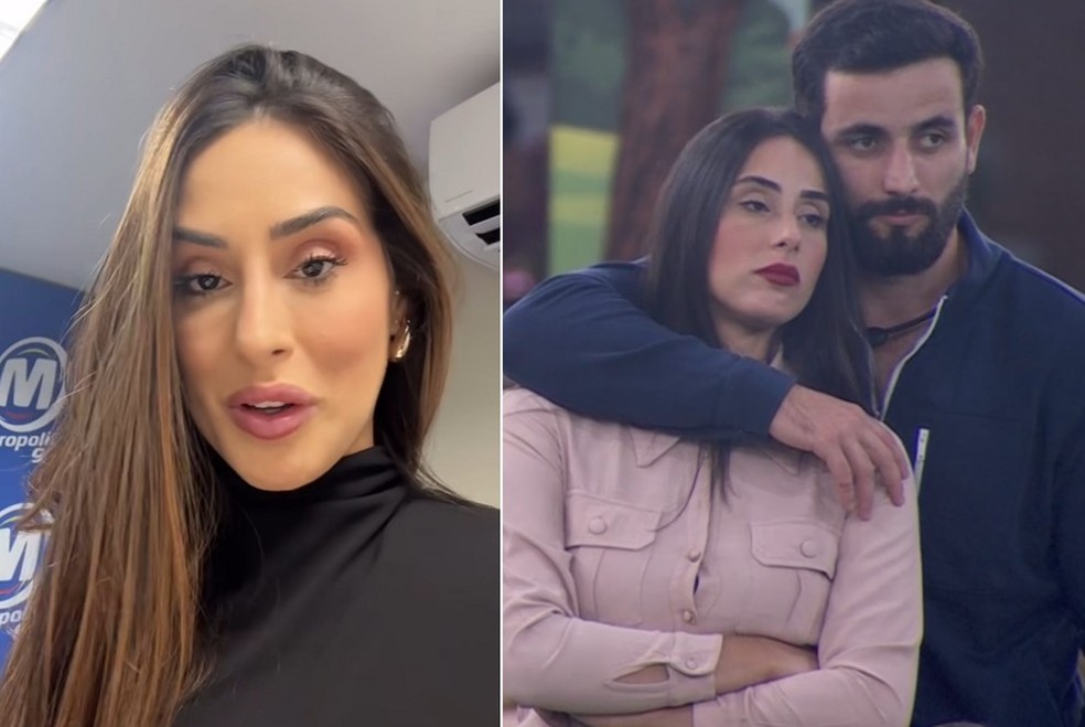 Ex-BBB Deniziane diz que fam&iacute;lia de Matteus tamb&eacute;m parou de segui-la nas redes &mdash; Foto: Instagram e Globo