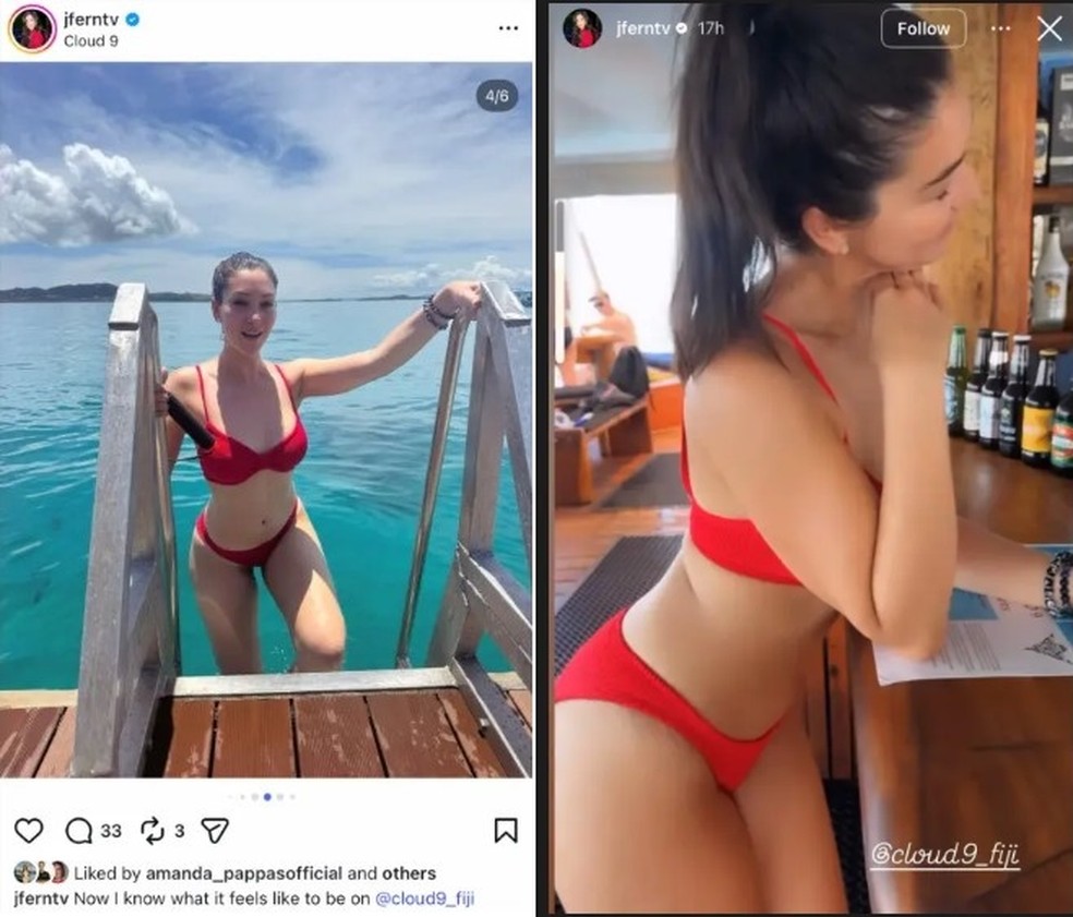Jenise Fernandez de férias em Fiji — Foto: Reprodução/Instagram