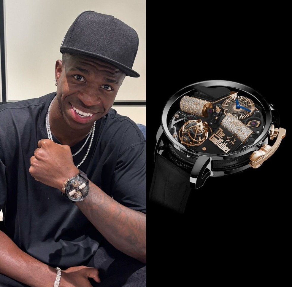 Vinicius Jr. exibe relógio avaliado R$ 3 milhões — Foto: Reprodução/Instagram