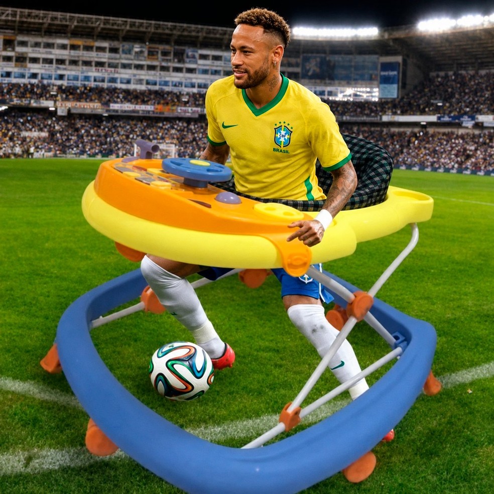 Neymar de andador: lesão do craque gerou memes — Foto: Reprodução