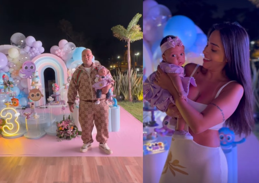 Após reaproximação, MC Ryan e Gi Roque comemoram 3 meses da filha com ...