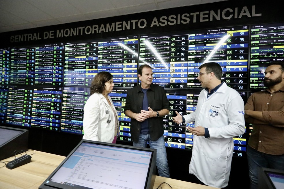 Central de Monitoramento do Hospital Municipal Ronaldo Gazolla — Foto: Beth Santos