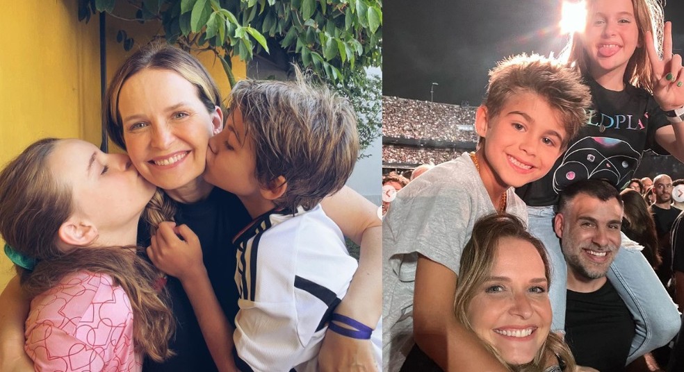 Fernanda Rodrigues com os filhos Luísa e Bento — Foto: Reprodução/Instagram
