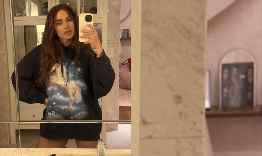 Anitta posta nova foto e fãs reparam no porta retrato escolhido para o banheiro
