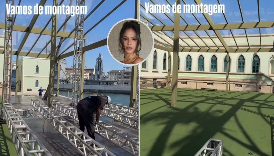 Veja preparação do festão de 30 anos de Bruna Marquezine na Ilha Fiscal;  vídeo