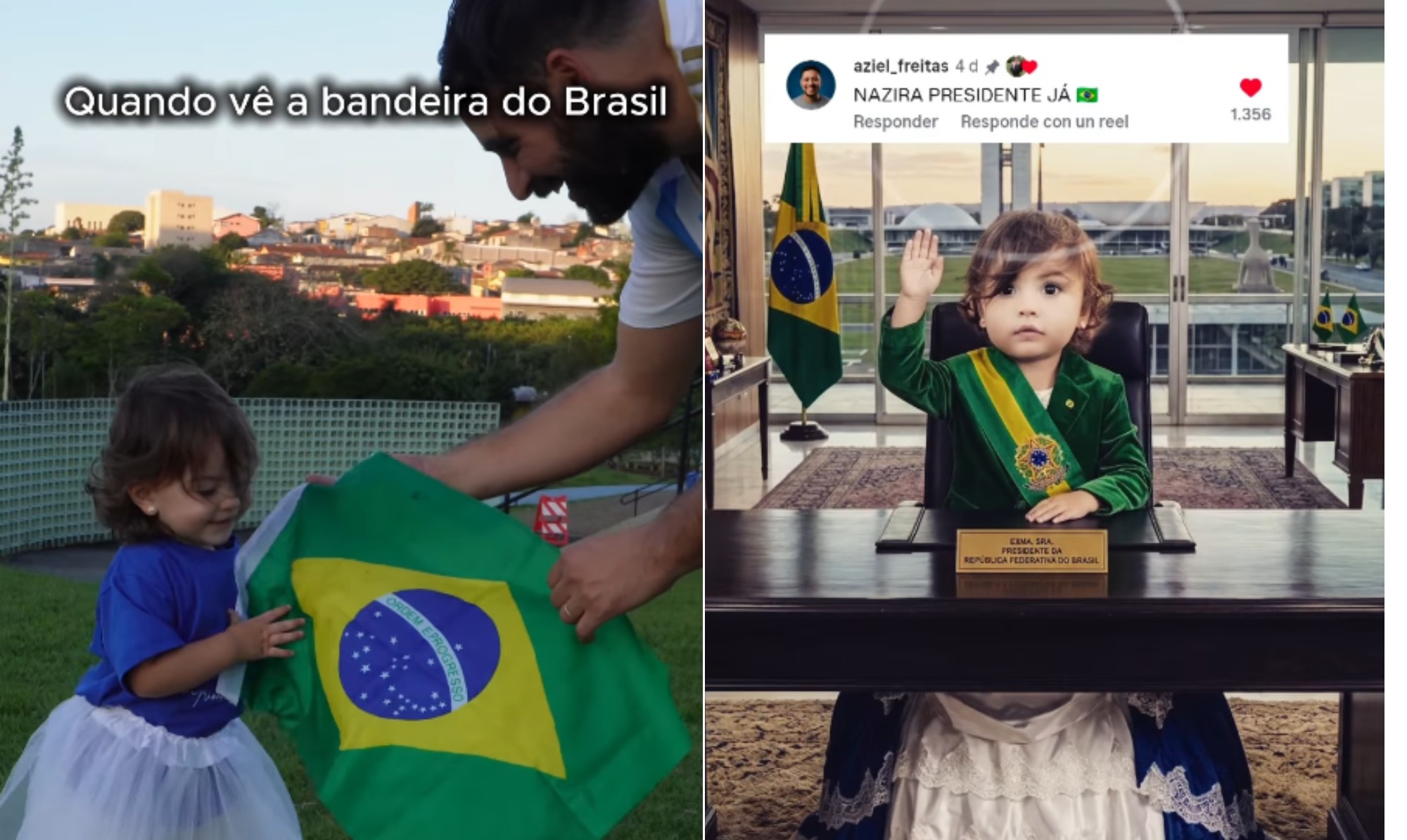 Nascida no Brasil, filha de casal argentino viraliza por torcer para a seleção brasileira