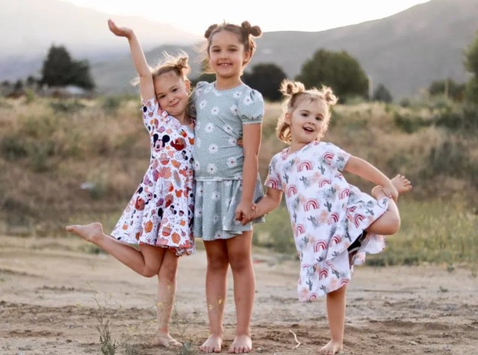 As irmãs Decker: Paityn, de 9 anos, Evelyn, de 8, e Olivia, de 5 — Foto: Reprodução/Facebook
