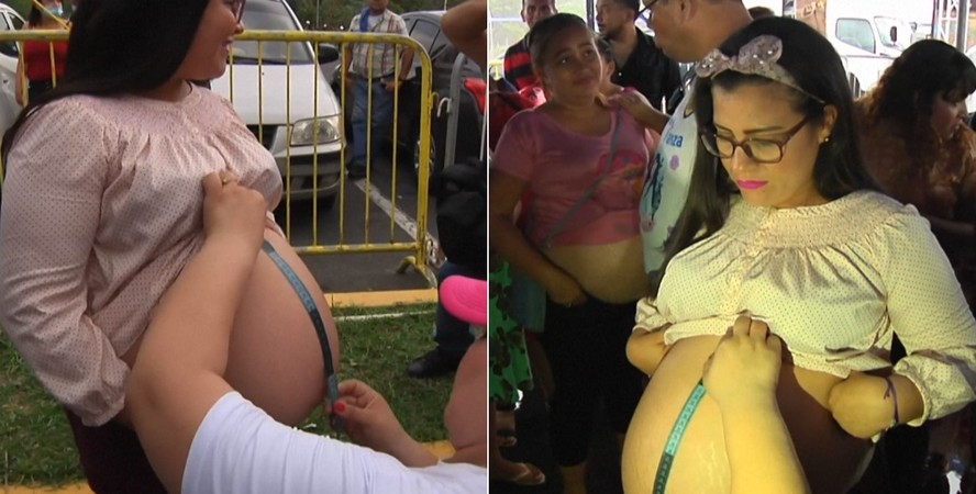 Grávidas participam de concurso de tamanho da barriga na Nicarágua