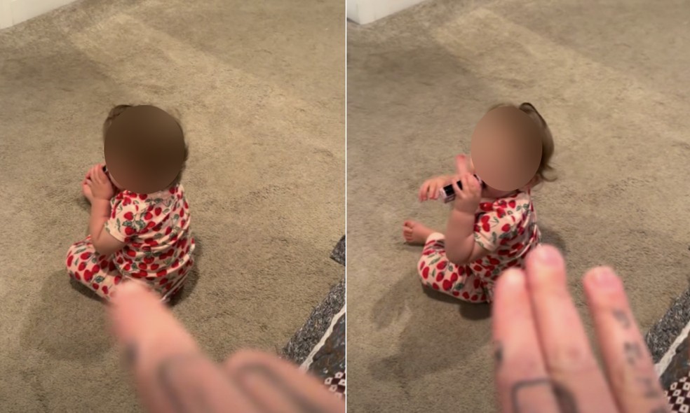 Bebê de 10 meses mal sabe andar — mas pelo visto já sabe fumar — Foto: Reprodução/Facebook