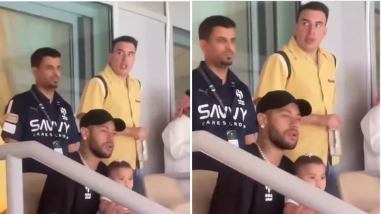 Em meio à polêmica com Piovani, Neymar surge com Mavie em estádio, e bebê se destaca por estar 'atenta' ao jogo