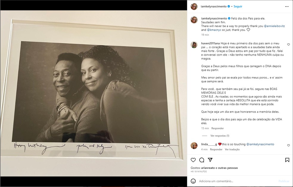 Kely Nascimento homenageia Pel&eacute; nas redes sociais &mdash; Foto: Reprodu&ccedil;&atilde;o