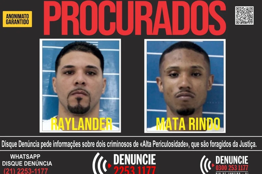 Raylander do Andaraí e Mata Rindo, apontados como criminosos de alta periculosidade, eles não retornaram aos presídios após o prazo estabelecido pela Seppen e são procurados pela Justiça.
