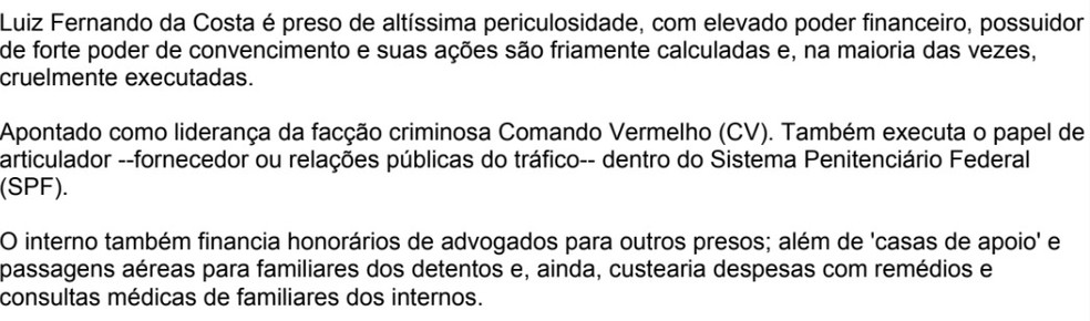 Trecho do relatório — Foto: Reprodução