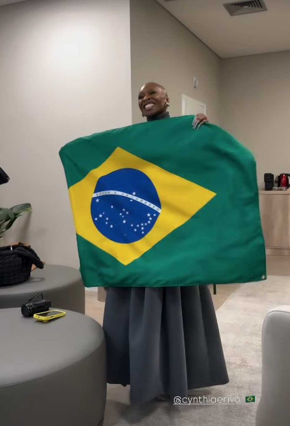 Cynthia Erivo em evento no Brasil — Foto: Reprodução/Instagram