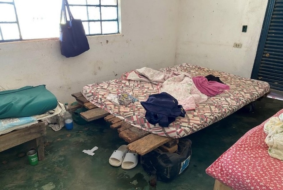 Imagem mostra local onde dormiam funcionários da Fazenda Talismã, do cantor Leonardo, que foram encontrado em situação análoga à escravidão — Foto: Reprodução/MTE/Grupo Especial de Fiscalização Móvel