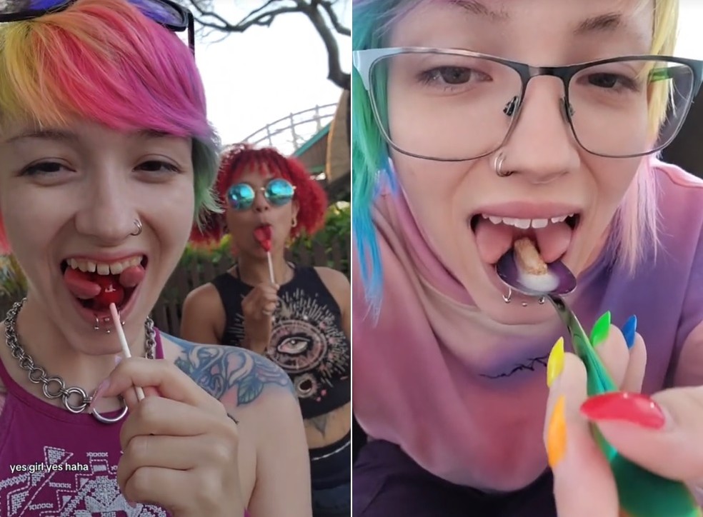 Vii Duquette tem a 'língua mais bifurcada do mundo' — Foto: Reprodução/TikTok