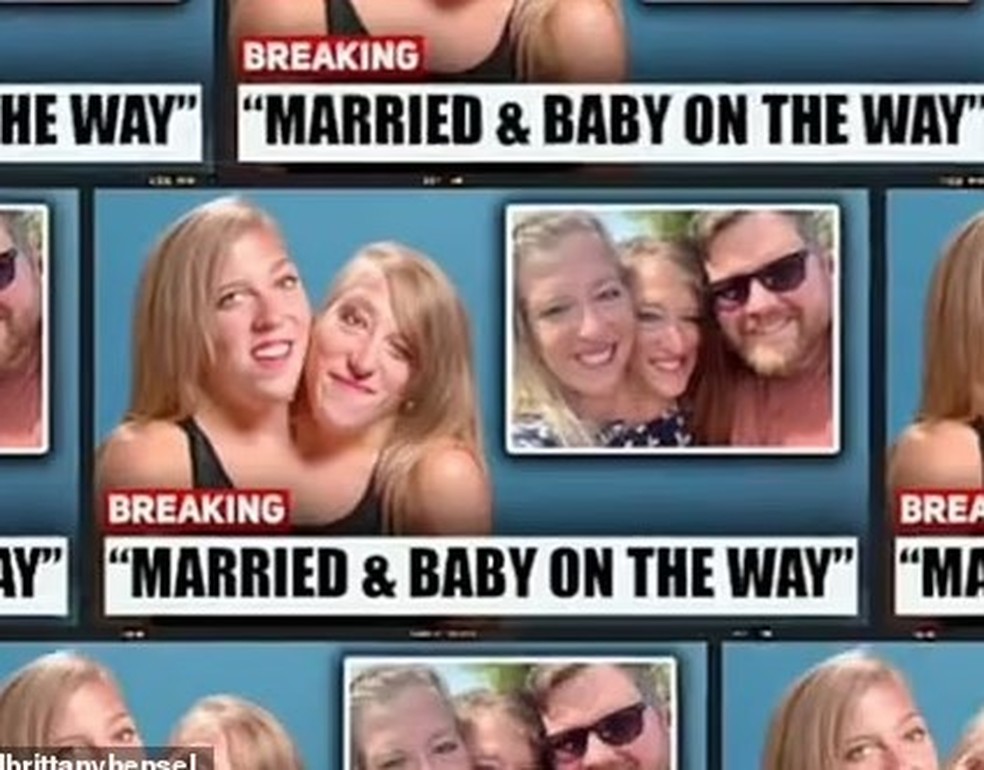 'Casadas e bebê a caminho', diz postagem de Abby e Brittany Hensel — Foto: Reprodução/TikTok