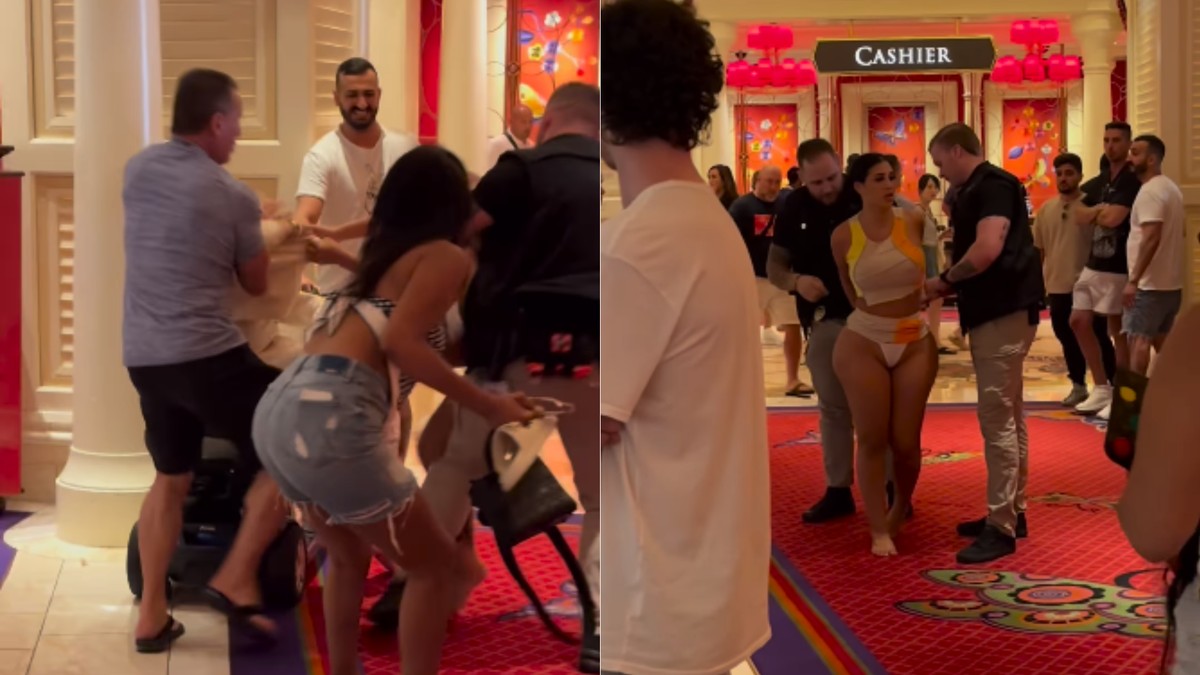 Brigas de mulheres sem calcinha