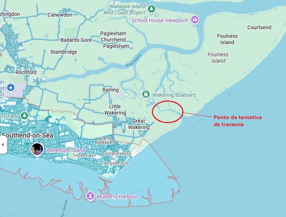 Ilha Foulness — Foto: Reprodução/Google Maps
