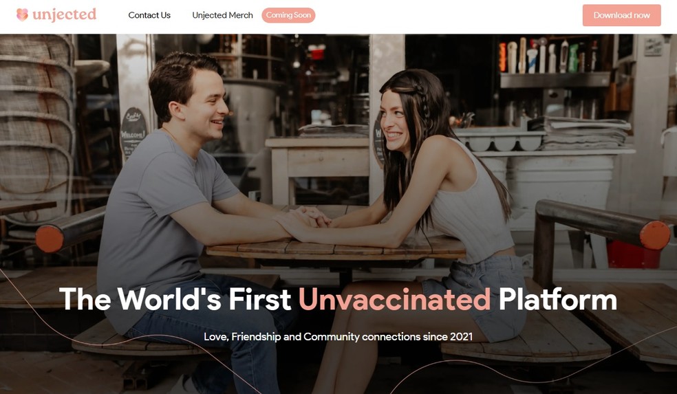 Unjected, aplicativo de namoro para não vacinados — Foto: Reprodução
