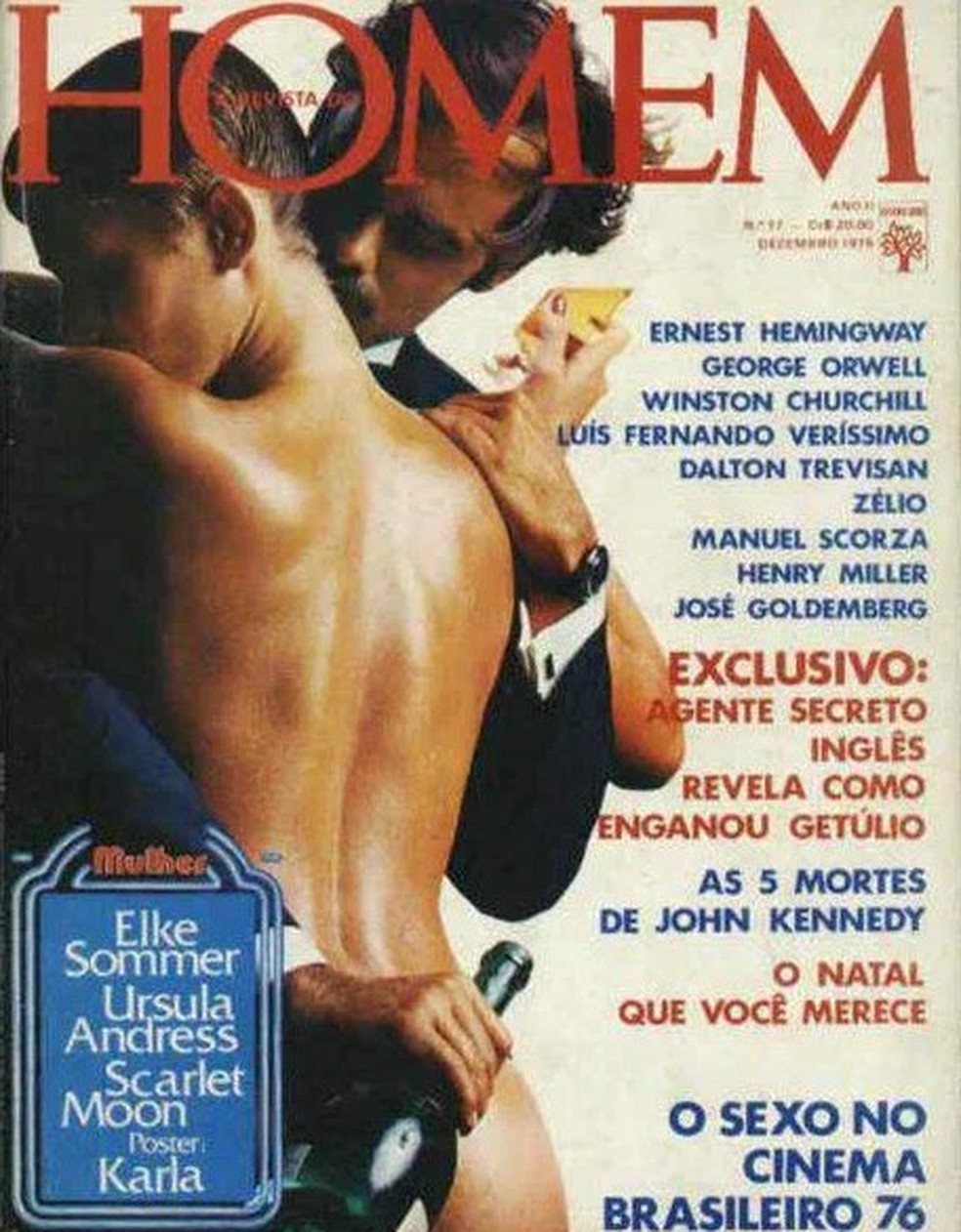 Livia Mund, de costas, posa com um modelo na capa da "Playboy" em 1976 &mdash; Foto: reprodu&ccedil;&atilde;o