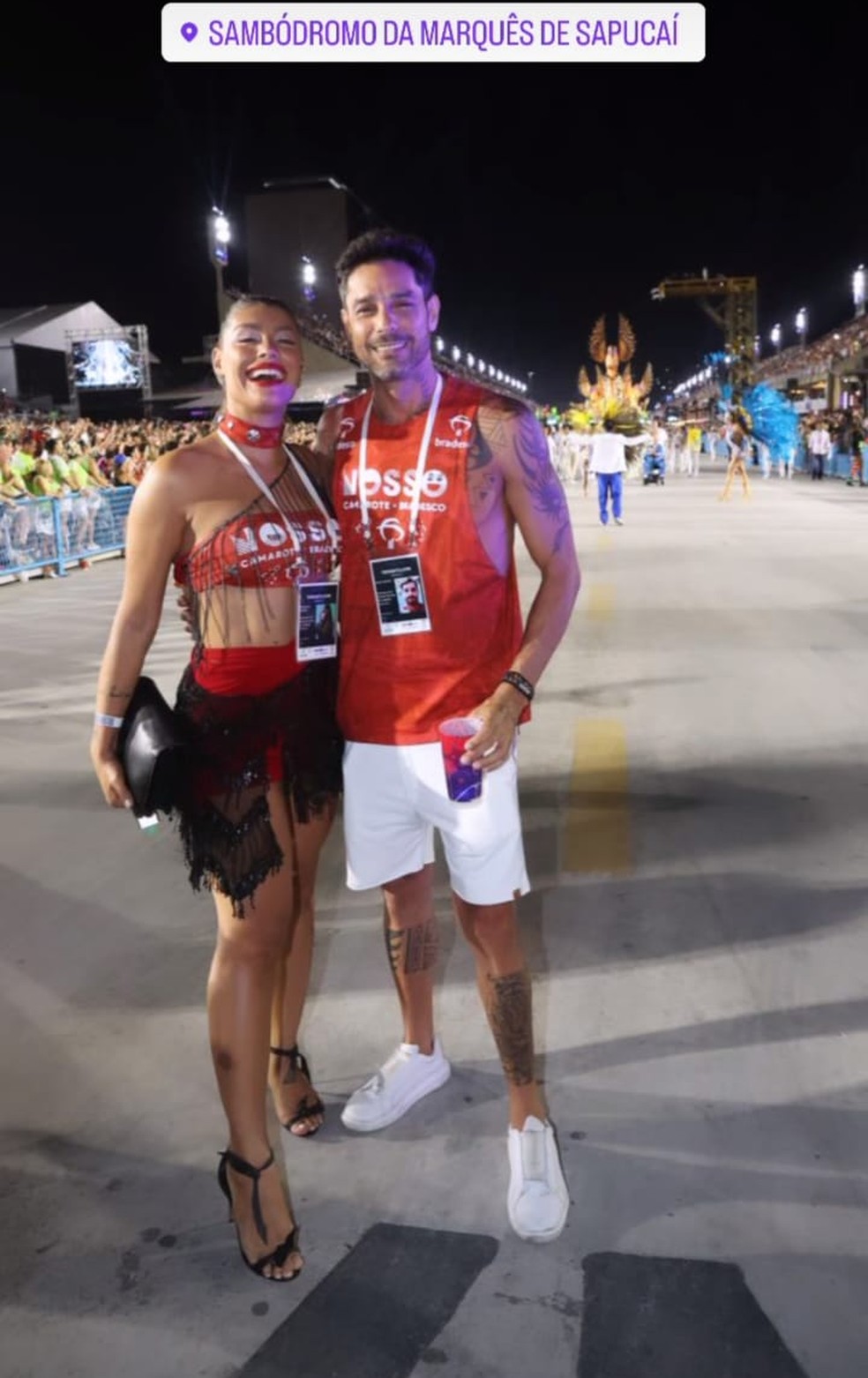 Franciele Grossi e Diego Grossi com acesso livre à pista de desfiles — Foto: reprodução/ instagram