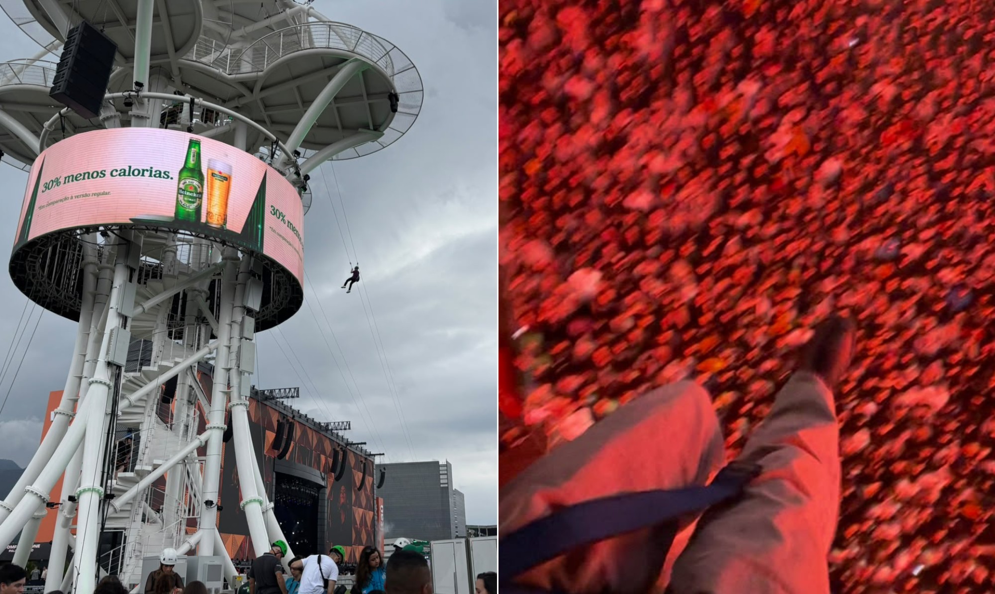 Rápido e com recompensa: como é descer na tirolesa do Rock in Rio? Repórter testa e conta tudo sobre o brinquedo mais disputado do festival - Foto