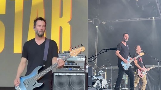 Keanu Reeves anima fãs em novo show como baixista de banda de rock: vídeo