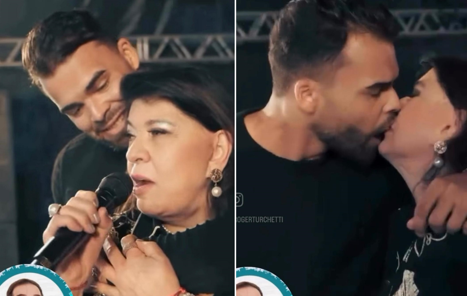 Roberta Miranda pede segurança em casamento durante show e dá beijão — Foto: Instagram