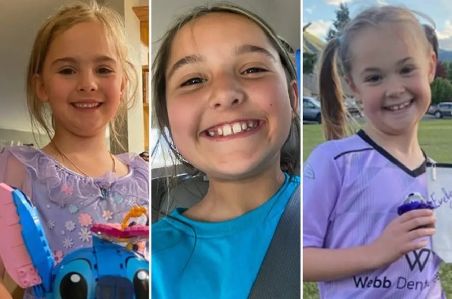 As irmãs Decker: Paityn, de 9 anos, Evelyn, de 8, e Olivia, de 5
