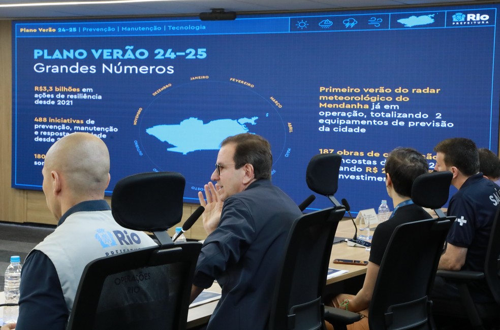 Prefeitura do Rio apresenta o Plano Verão 2024/2025, com preparativos da cidade para a estação, que tende a ter alto volume de chuvas — Foto: Marcos de Paula / Prefeitura do Rio / Divulgação