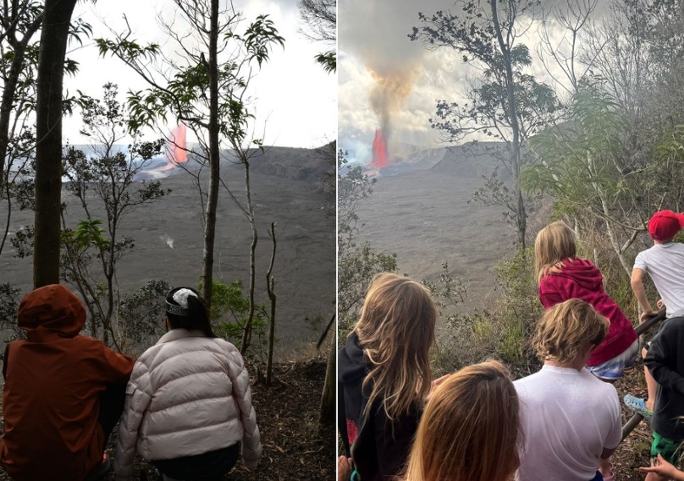 Turistas se aproximam para acompanhar erup&ccedil;&atilde;o vulc&acirc;nica no Hava&iacute; &mdash; Foto: Reprodu&ccedil;&atilde;o/Instagram