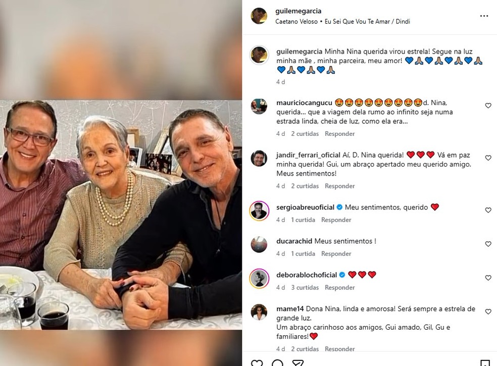 Guilherme Leme e sua mãe, Nina — Foto: Reprodução/ Instagram