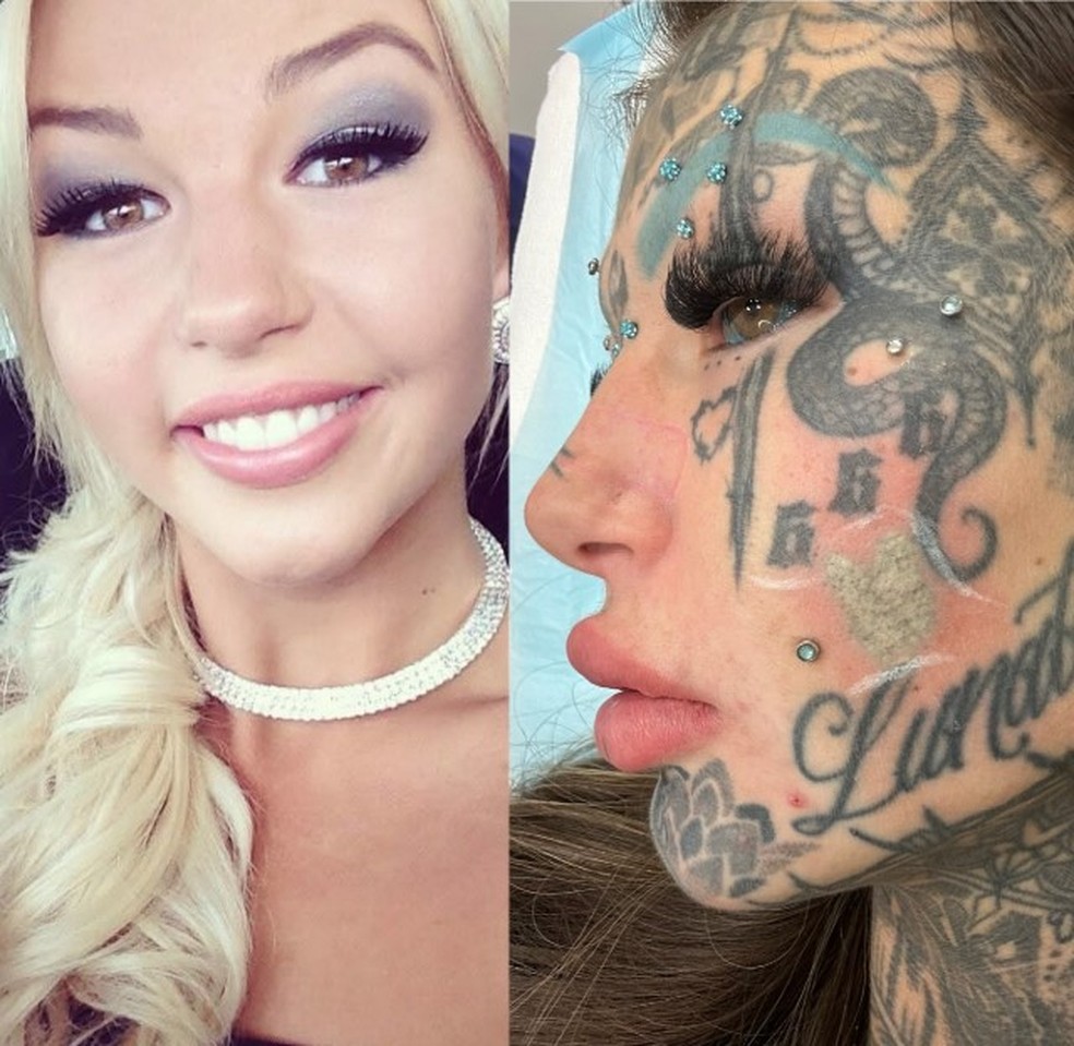 A transforma&ccedil;&atilde;o de Amber Luke: mais de 130 tatuagens &mdash; Foto: Reprodu&ccedil;&atilde;o/Instagram