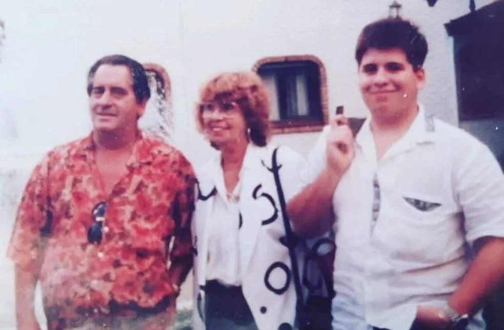 Leandro Hassum e o pai, Carlos Alberto da Costa Moreira — Foto: Reprodução/TV Globo