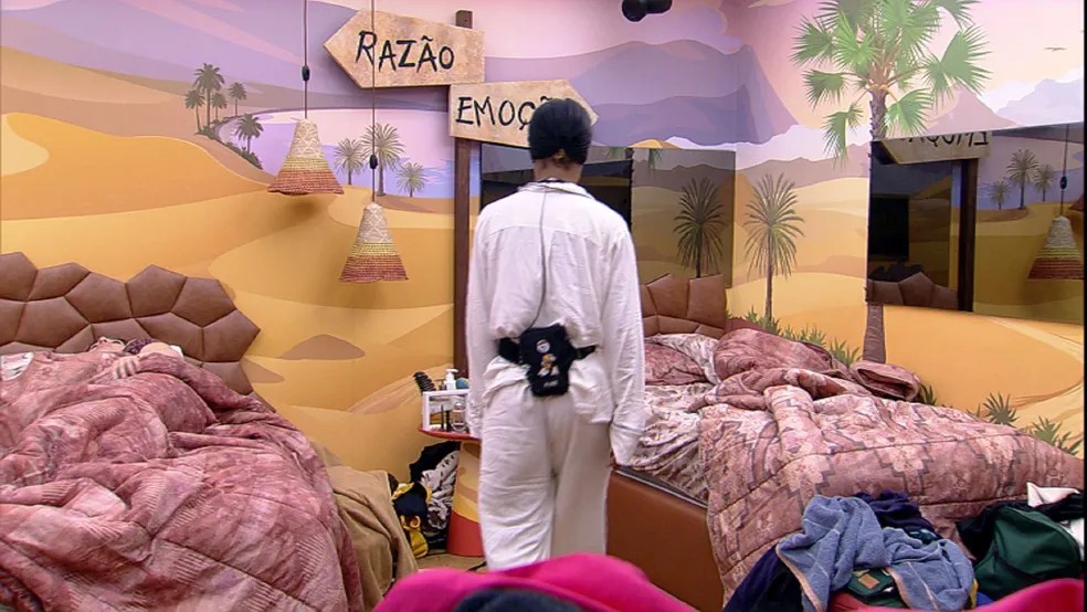 'Ao lado delas, no quarto do BBB, tamb&eacute;m ficam as setas de "Raz&atilde;o" e "Emo&ccedil;&atilde;o" &mdash; Foto: Reprodu&ccedil;&atilde;o/ TV Globo