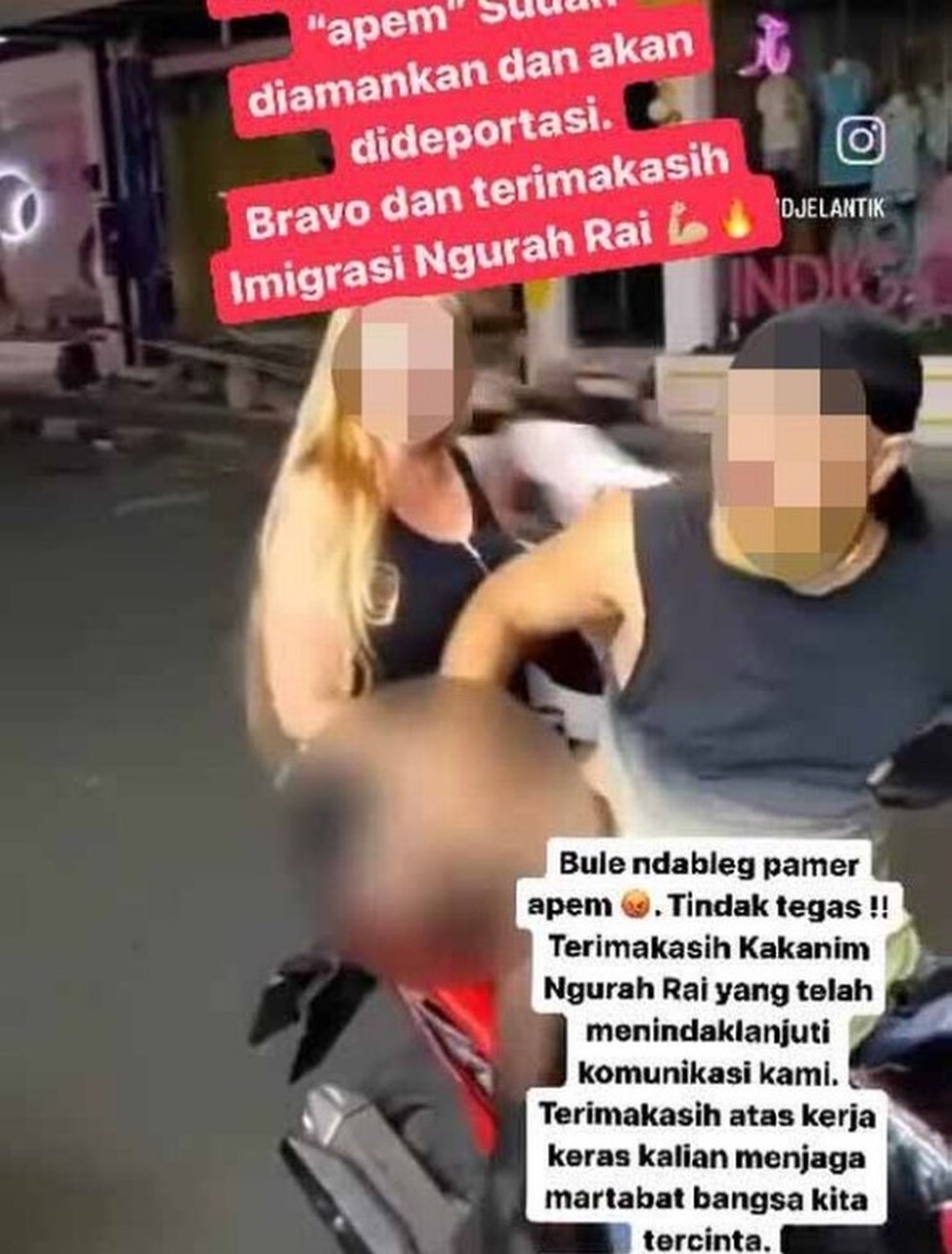 Turista dinamarquesa exibe partes íntimas sobre moto durante passeio em Bali — Foto: Reprodução