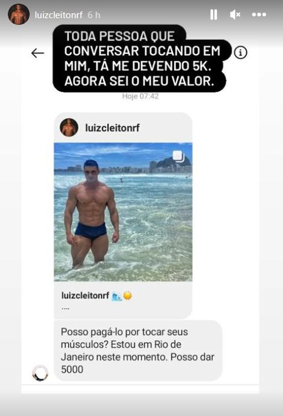 Namorado fisiculturista de Rebeca Andrade expõe proposta indecente: 5 mil  para tocar seus músculos