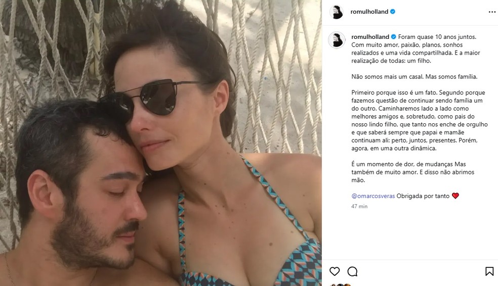 Chegou ao fim o casamento do ator Marcos Veras com a atriz Rosanne Mulholland — Foto: Reprodução/Instagram
