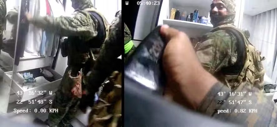 PMs do Bope escolhem roupas e perfumes em casa no Complexo do Alemão