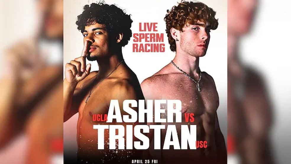 Asher e Tristan disputaram a primeira corrida de espermatozoides do mundo — Foto: Reprodução