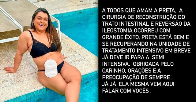 Preta Gil passa por cirurgia para retirar a bolsa de ileostomia e se recupera na UTI