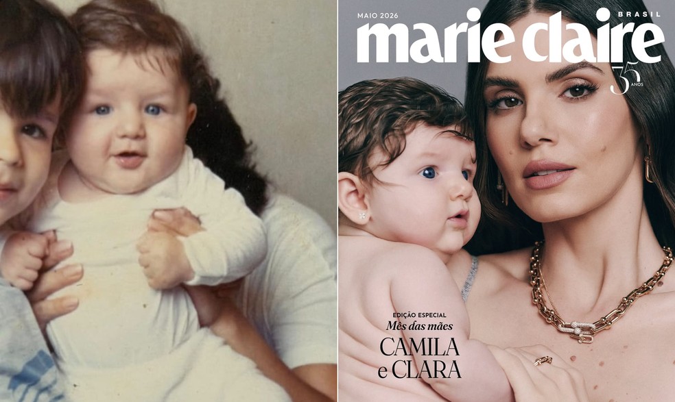 Camila Queiroz fala das semelhanças da filha com Klebber Toledo — Foto: Reprodução/Instagram e Hick Duarte/Reprodução/Instagram