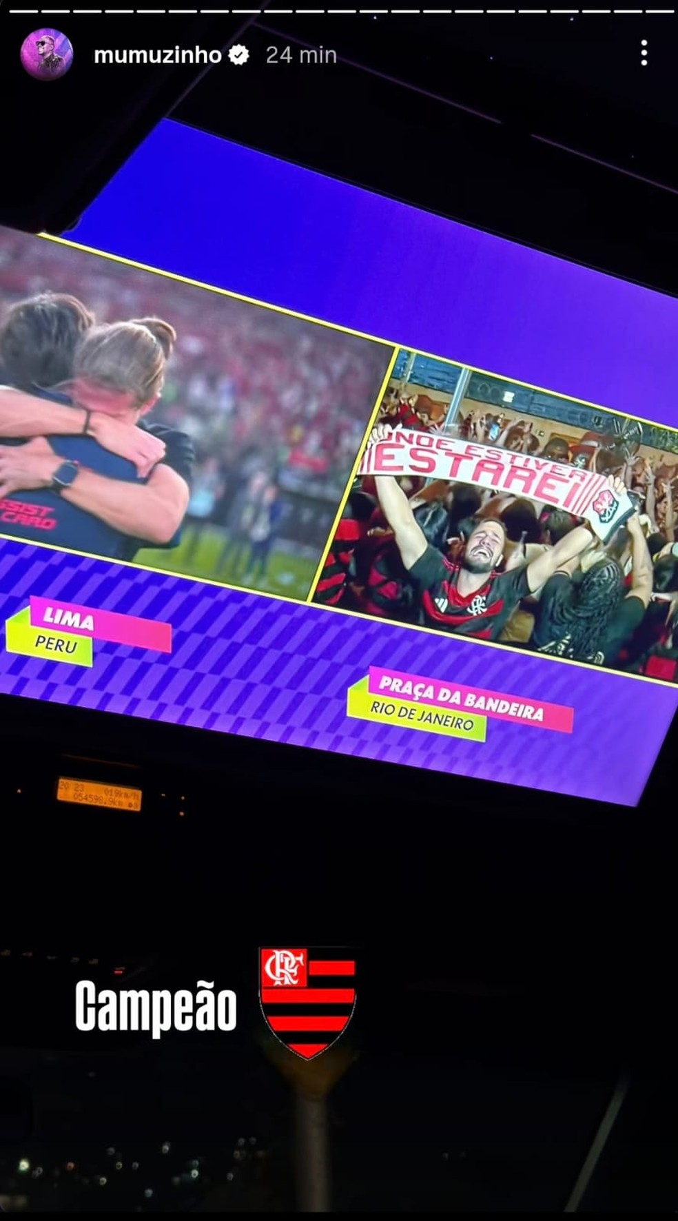 Mumuzinho celebra a vitória do Flamengo — Foto: Reprodução de Instagram