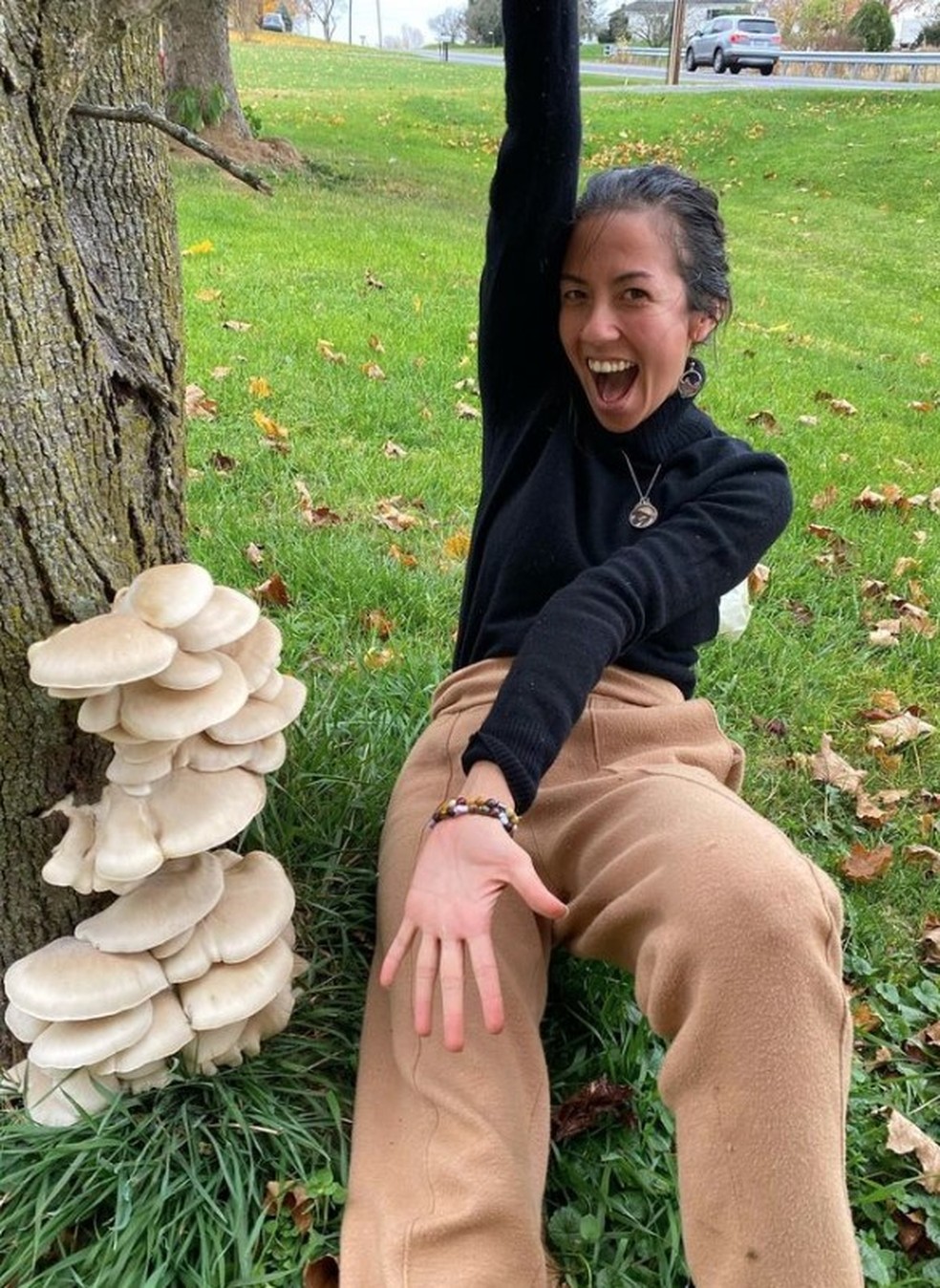 Jess Russell e os cogumelos que a mantêm alimentada — Foto: Reprodução/Instagram