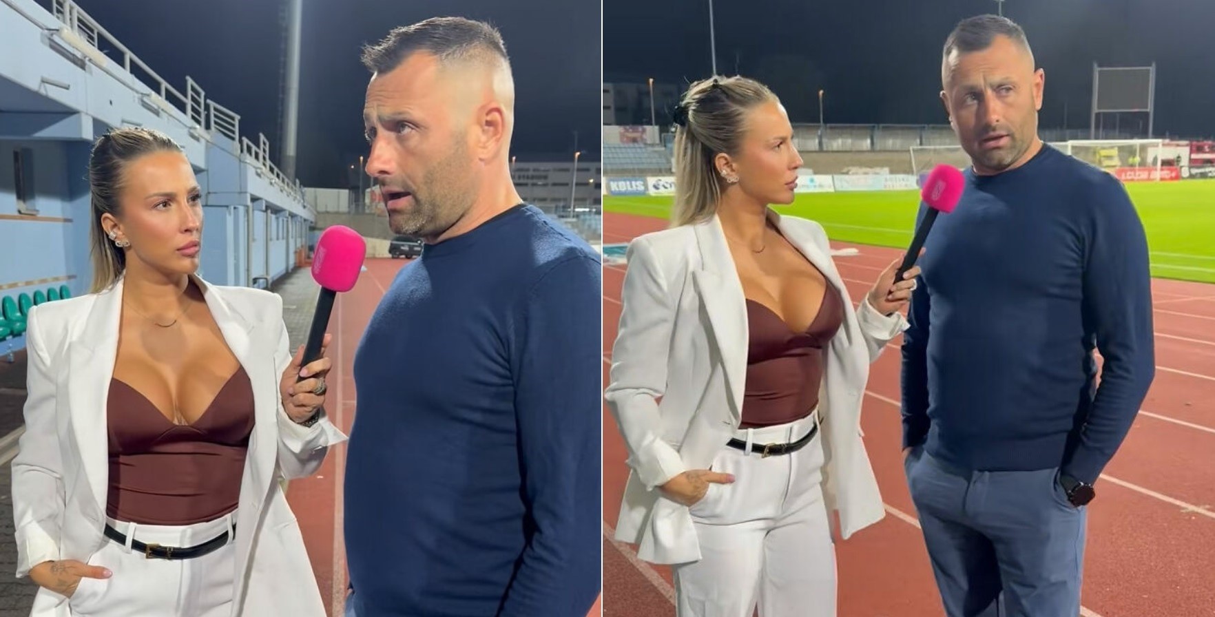 Técnico viraliza ao não olhar para repórter durante entrevista à beira de campo