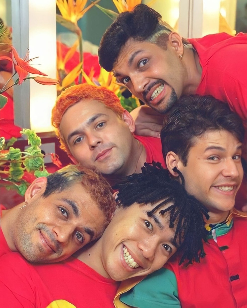 Bento, Samuel, Júlio, Sérgio e Dinho: os Mamonas Assassinas — Foto: Marco Antonio Teixeira / O Globo