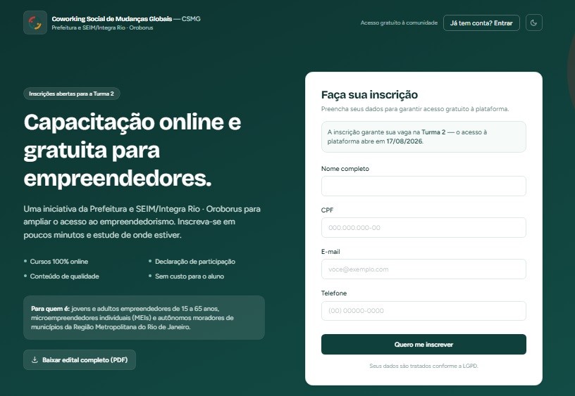 Curso de empreendedorismo garante formação gratuita para pequenos empresários, MEIs, autônomos e informais